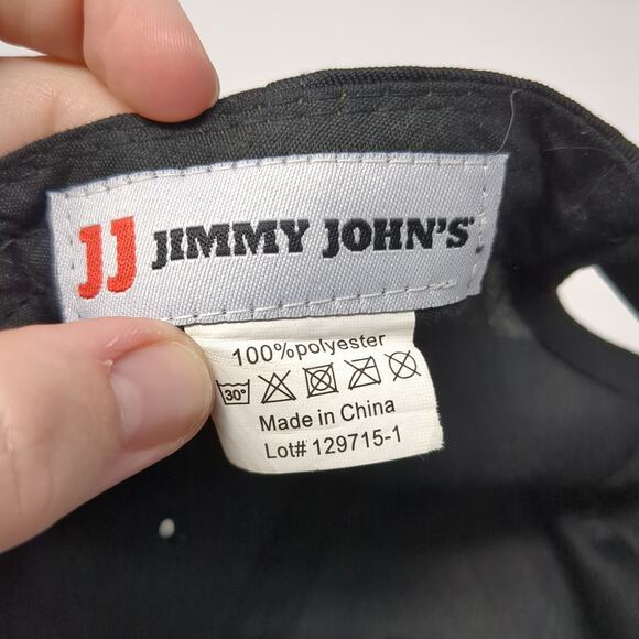 Jimmy John's Snapback Cap Black One Size Adjustable Embroidered Vented Holes - Picture 9 of 9